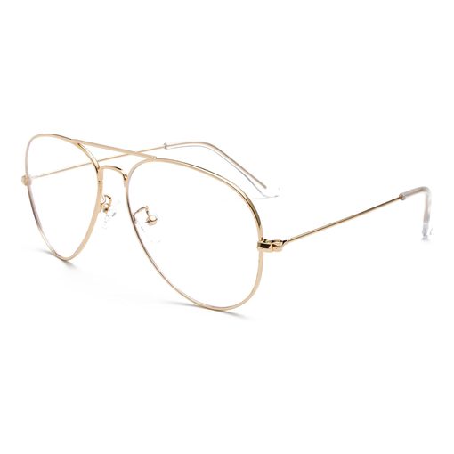 EYLRIM blue light aviator glasses with gold metal pilot frame and clear lenses
