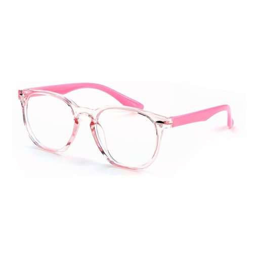 Fogcays blue light blocking glasses for kids in clear pink with flexible pink temples