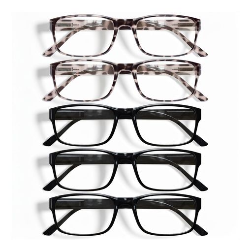 Gaoye 5-pack reading glasses with blue light filter in black and tortoiseshell frames