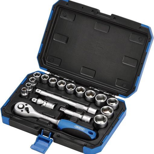 Draper Expert 18-piece 3/8 inch drive HI-TORQ metric socket set in a blue case