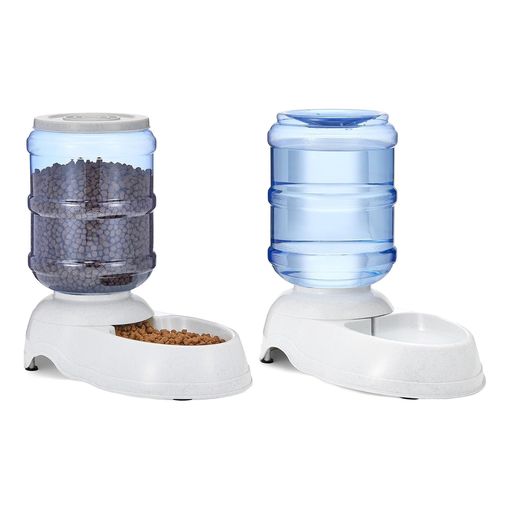 Amazon Basics automatic gravity pet food and water dispenser set