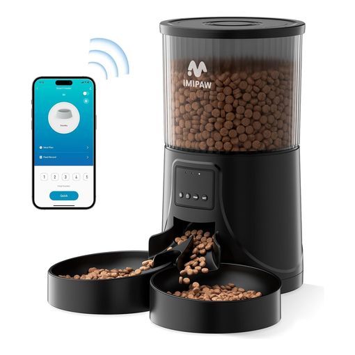 IMIPAW automatic cat feeder with dual bowl and app control