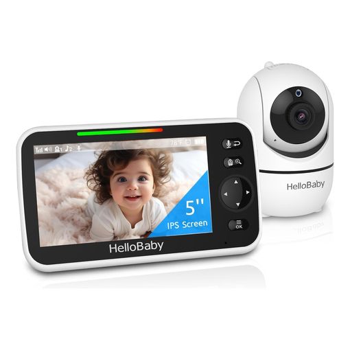 HelloBaby HB6550 split-screen video baby monitor with parent unit and camera