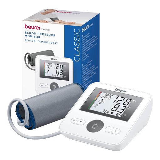 Beurer BM 27 upper arm blood pressure monitor with box and cuff