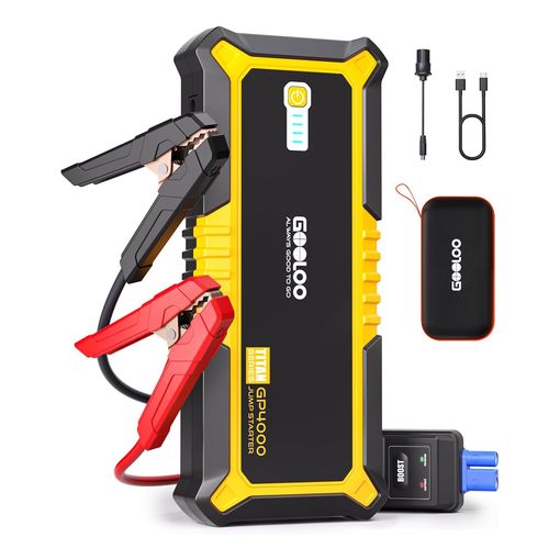 GOOLOO GP4000 4000A peak yellow and black jump starter with jumper cables