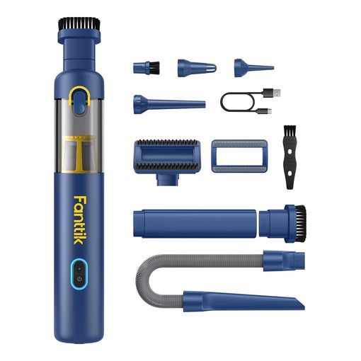 Fanttik Slim V8 Apex cordless car vacuum with accessories and carry bag