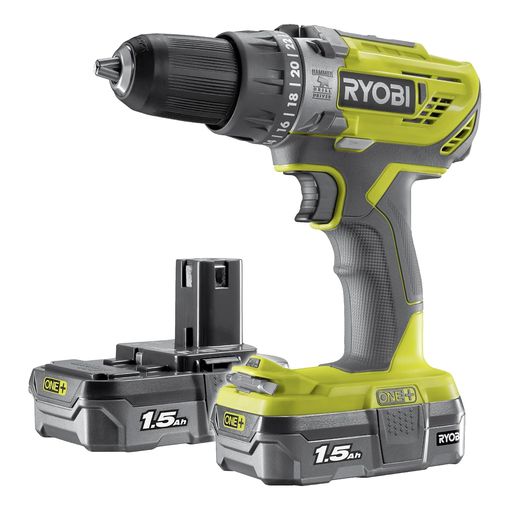 Ryobi R18PD3-215GZ 18V ONE+ Cordless Combi Drill Starter Kit