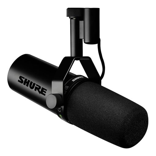 Shure SM7dB dynamic vocal microphone with built-in preamp in black with yoke mount