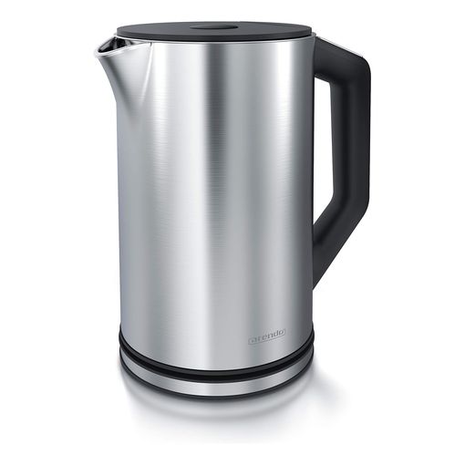 Arendo Elegant brushed stainless steel electric kettle with black double-wall handle