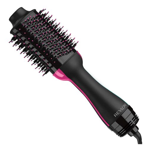Revlon One-Step hair dryer and volumizer oval brush in black and pink
