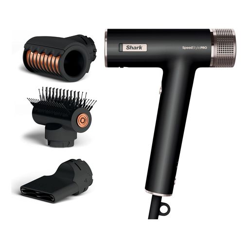 Shark SpeedStyle Pro hair dryer in black with three attachments