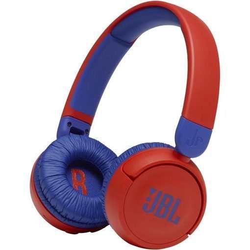 JBL Jr 310 BT kids on-ear wireless headphones in red and blue