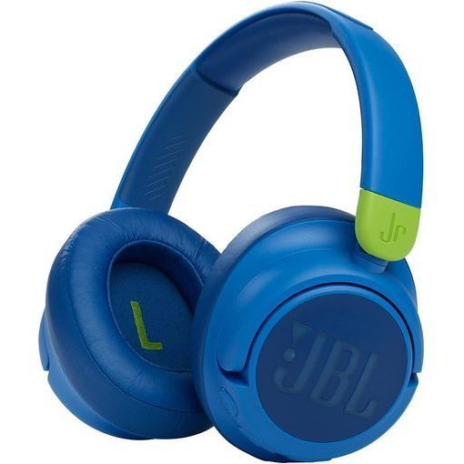 JBL JR 460NC kids over-ear noise cancelling wireless headphones in blue and green