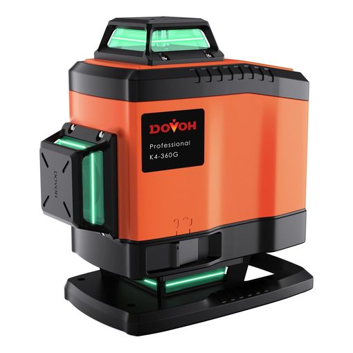 DOVOH K4-360G orange and black 4x360 degree green laser level on magnetic bracket