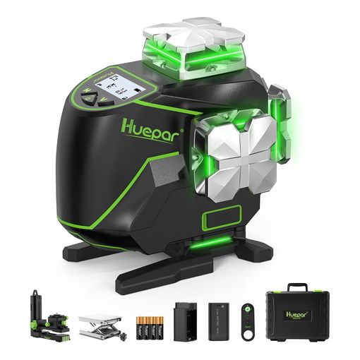 Huepar S04CG 4x360 degree laser level with LCD screen and remote control