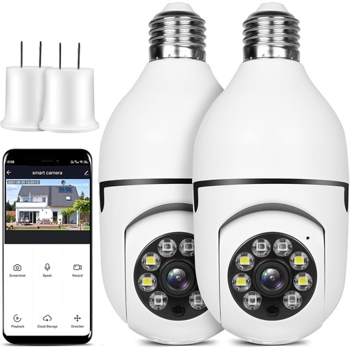 OFYOO 1080p E27 light bulb camera twin pack with 360 degree pan-tilt head