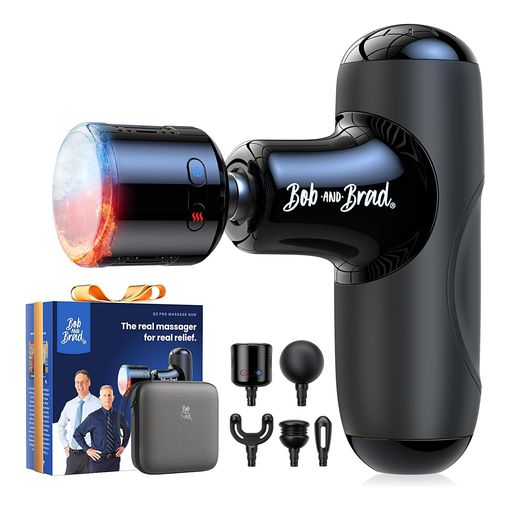 Bob and Brad Q2 Pro Mini pocket-sized massage gun with heat and cold attachment head