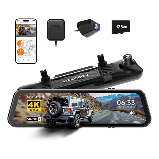 WOLFBOX G900 PRO 12-inch mirror dash cam with Sony STARVIS 2 sensor, 2.5K rear camera and GPS module