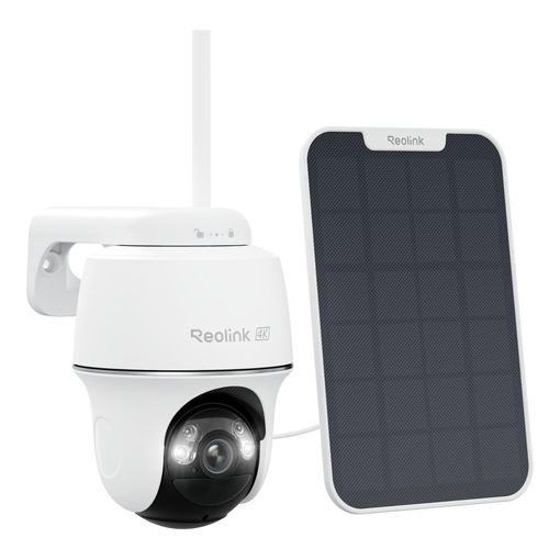 Reolink Argus PT Ultra pan-tilt security camera with attached solar panel