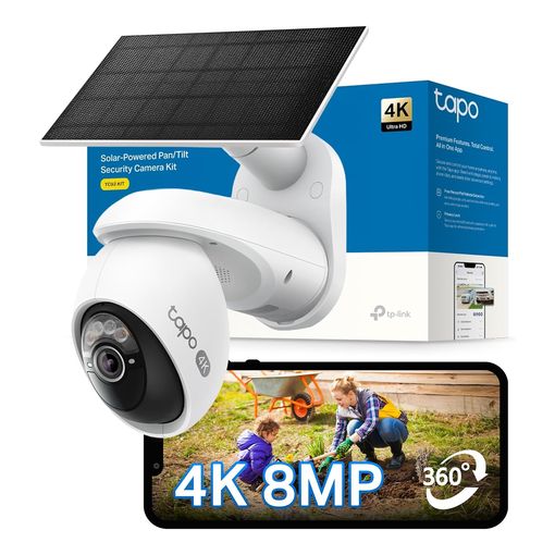 TP-Link Tapo TC92 solar-powered pan-tilt security camera with attached solar panel