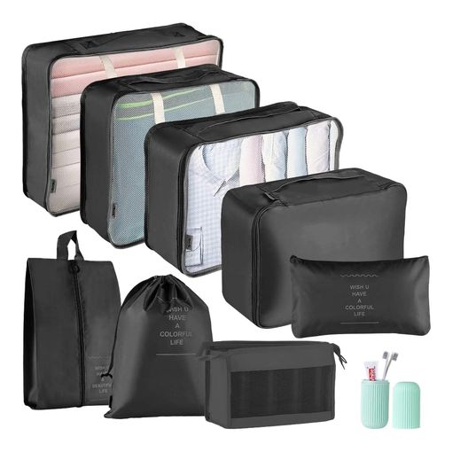 GEEDIAR 9-piece packing cube organizer bundle in black