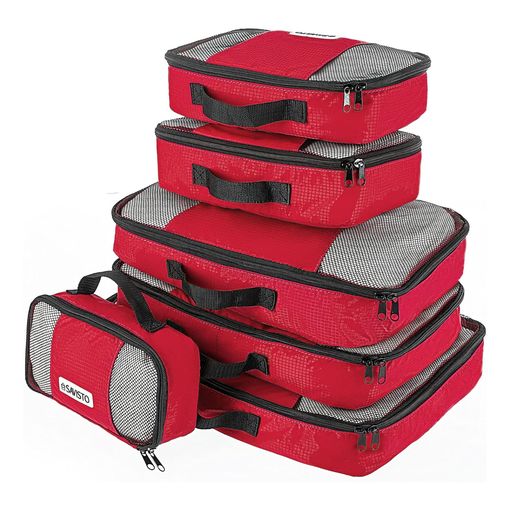 Savisto 6-piece packing cube set in red