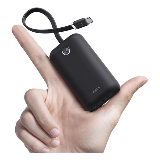 iWALK power bank with 10,000mAh capacity and built-in USB-C charging cable