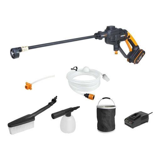 WORX WG620E.2 cordless pressure washer with battery, hose, and accessory kit