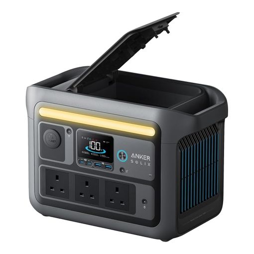 Anker SOLIX C800 portable power station with open top storage compartment and LED display