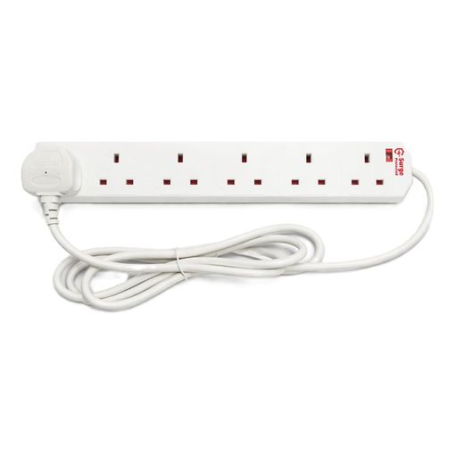 STATUS surge-protected 6 socket extension lead with neon power indicator