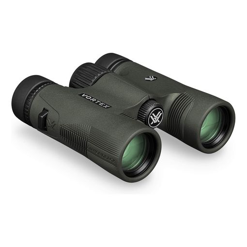 Vortex Diamondback HD 8x28 binocular in green rubber armour with green-coated objective lenses