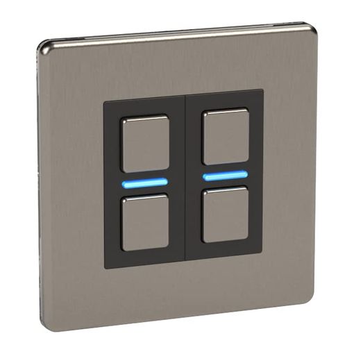 Lightwave LP22MK2 smart dimmer switch, 2 gang, stainless steel finish