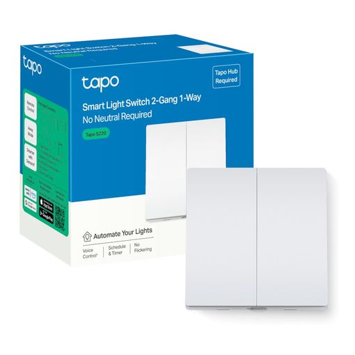 TP-Link Tapo S220 smart light switch, 2 gang, with retail packaging